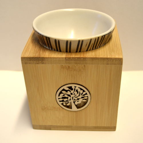 Duftlampe aus Bambus - Keramik Baum des Lebens