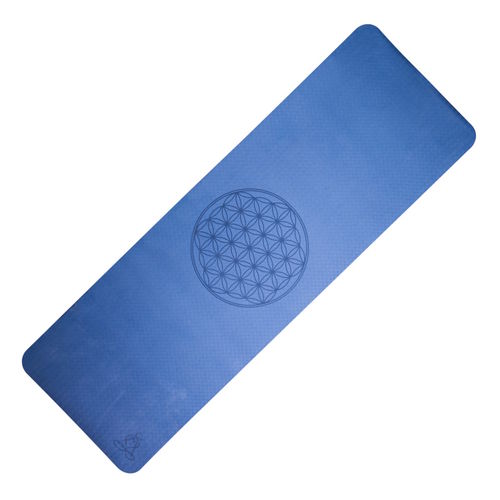 Yogamatte TPE ecofriendly - blau - Blume des Lebens